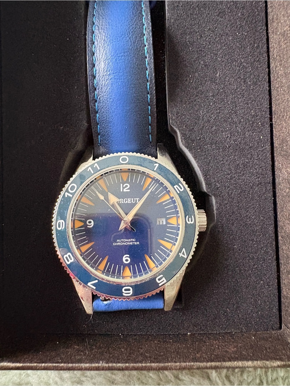 Blue Dial Automatic Chronometer Watch - Blue Strap